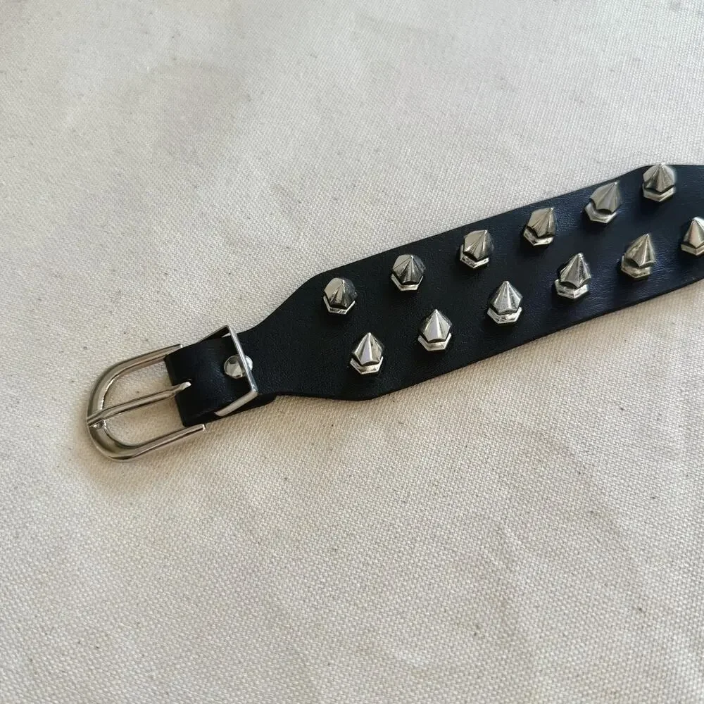 Y2K Volcanic Rock Cross Bracelet Black Beads 8-9 Inch Unisex Streetwear